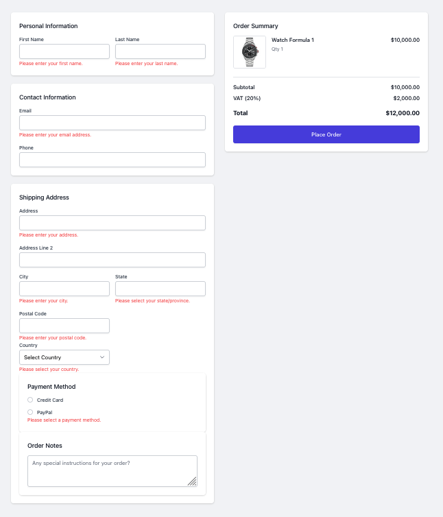 Secure e-commerce checkout process with multiple payment options